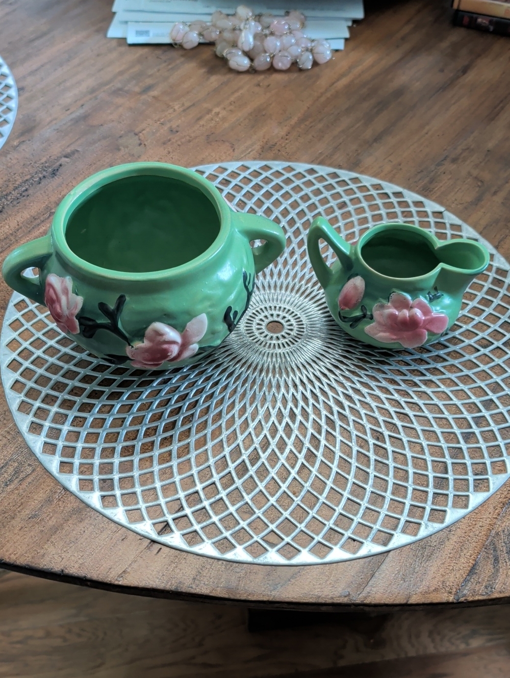 Green Floral Roseville Set
